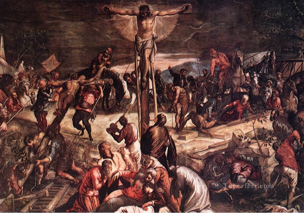Kreuzigung detail1 Italienisch Tintoretto religiös christlich Ölgemälde